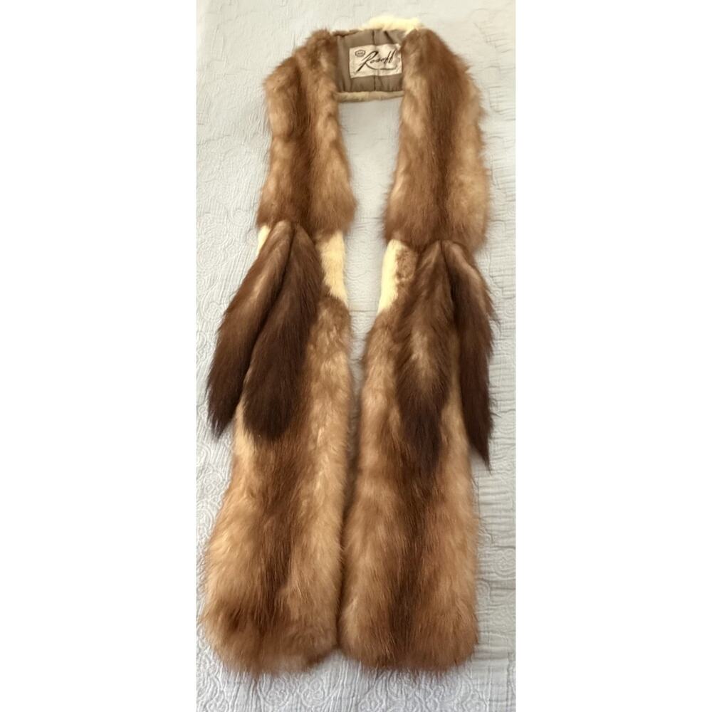Vintage stone marten Fur Stole Scarf Wrap Rosoff Originals Long 76" Old Money